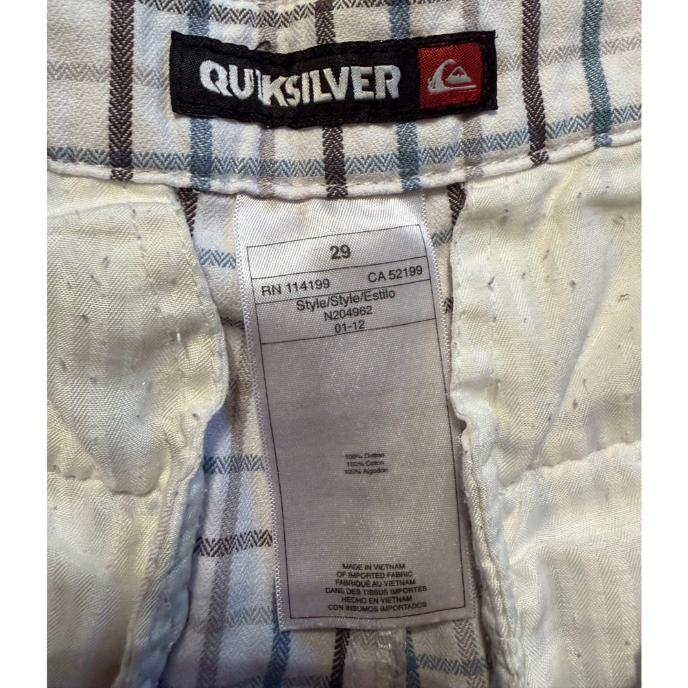 Quiksilver Mens Plaid Chino Shorts Size 29 White Blue N204962 Cotton Casual - Picture 3 of 7